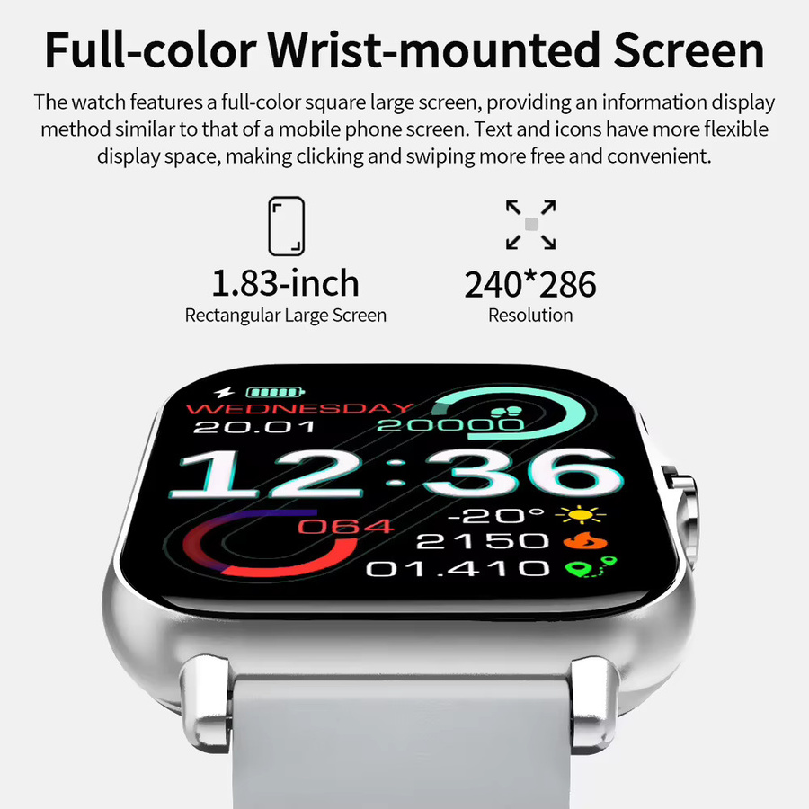 Ola Esporte Smartwatch mit 1,83 Zoll HD Voll-Touchscreen und Bluetooth-Gesprächsfunktion in Gold - Bild 2