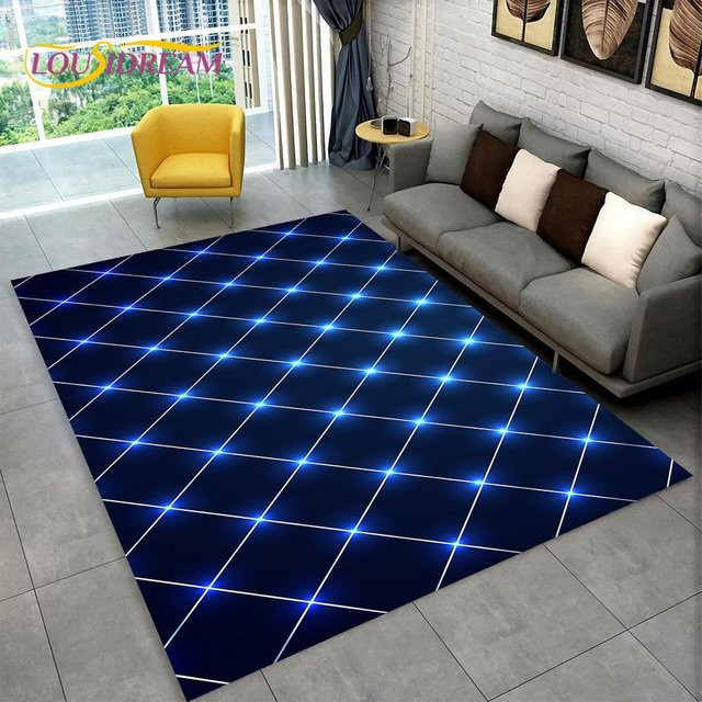 Karpetti 3D-Teppich mit modernem geometrischem Design in Blau, rutschfest und waschbar, Breite: 70 cm, Tiefe: 100 cm - Bild 1
