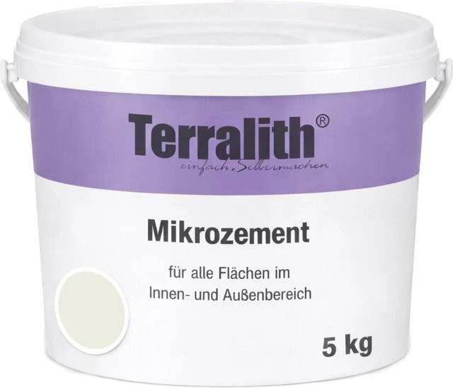 Terralith Mikrozement Fix & Fertig LFW0111 Wasserbasiert in Weiß und Gelb, Körnung 0-2mm, 5kg für 3,5qm - Bild 1