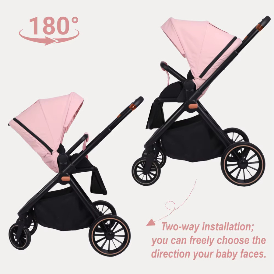 BabyVoyage 2-in-1 Faltbares Reisesystem Kinderwagen mit Aluminiumrahmen in Pink - Bild 4