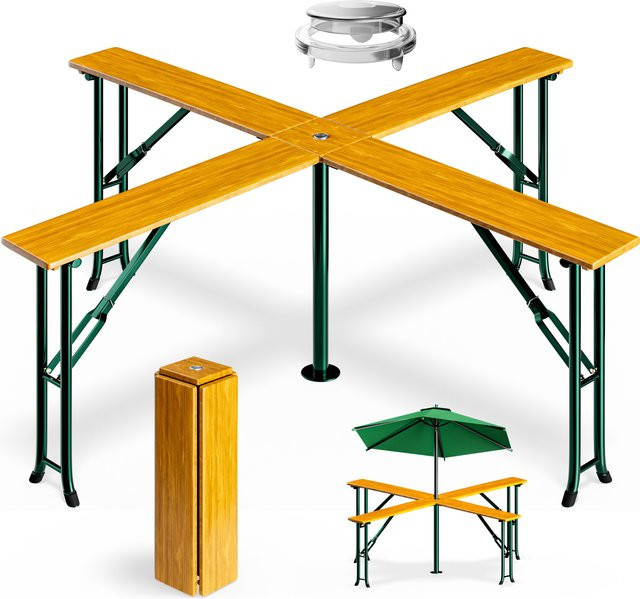 Casaria Stehtisch Quattro in Braun aus Echtholz und Stahl, B/T/H: 241 x 241 x 104 cm - Bild 1