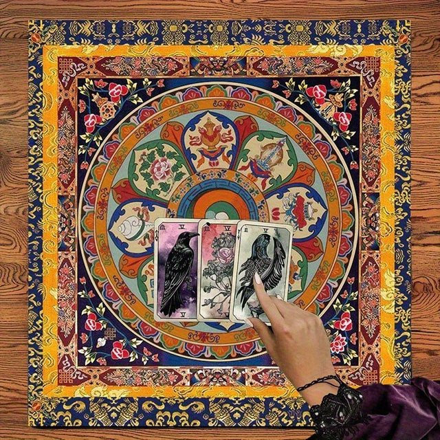 VIKAMA Tibetisches Mandala-Altartuch als ethnische Tischdecke in Multicolour für Meditation und Tarot-Wahrsagerei - Bild 1
