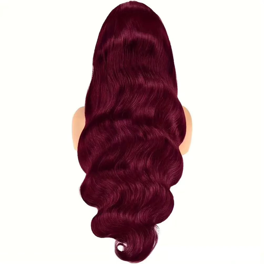 UVEOUS Echthaarperücke, Body Wave, Burgunderrot, 13x4 Lace Frontal, Damen - Bild 7