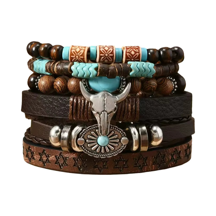 LUOBOTOU Armbänder, Leder, Bunt, Vintage, Unisex - Bild 4