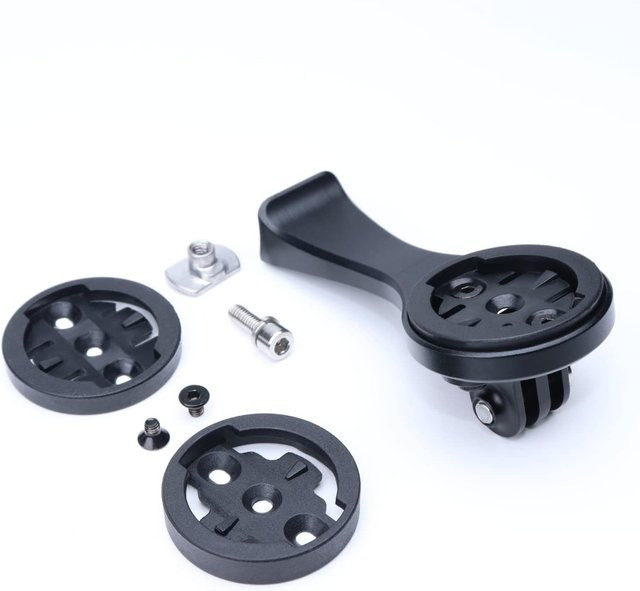 ECIOSL Fahrradcomputer-Halterungsset in Schwarz, kompatibel mit Garmin, Garmins, Garmins+, Wahoo und Bryton, inklusive Vorbau-Adapter, Licht und Sportkamera-Kombination - Bild 1