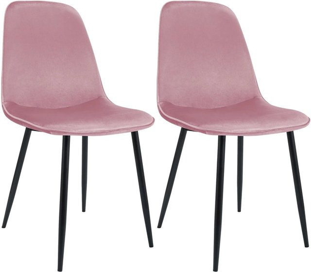 DELUKE 2er Set Esszimmerstühle RAZON aus Samt in Rosa, B/T/H: 45 x 54 x 88 cm - Bild 1