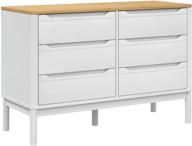 vidaXL Kommode FLORO Weiß aus massivem Kiefernholz im rustikalen Design B/T/H: 73,5 x 30,0 x 111,0 cm - Bild 1