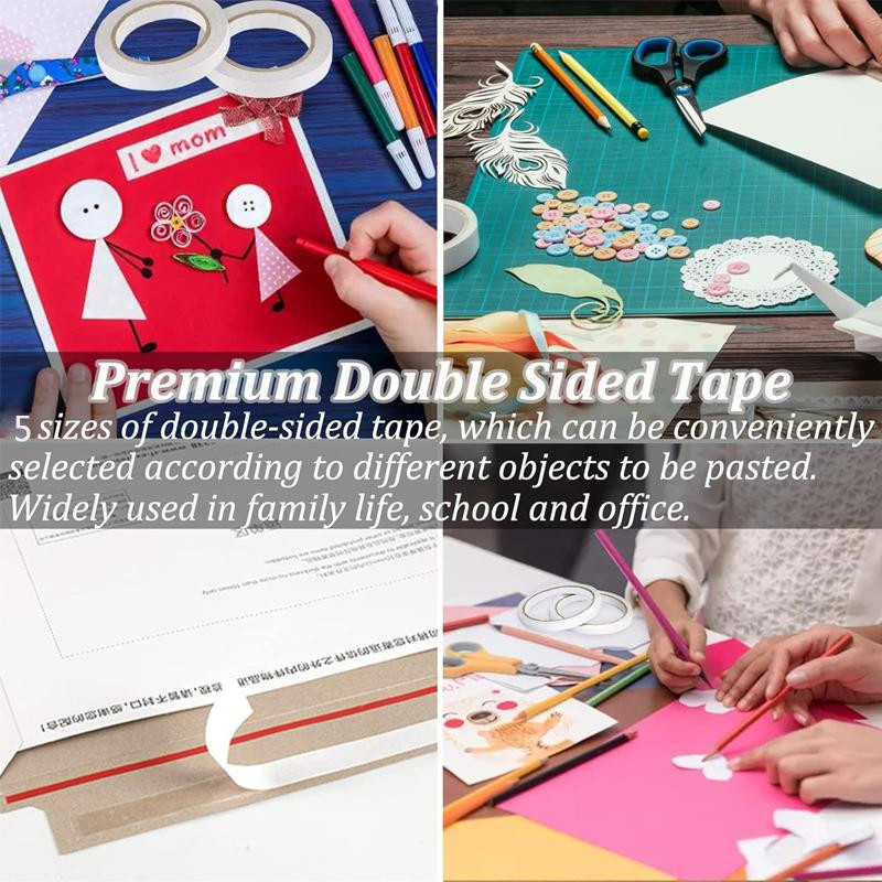 Yiran Doppelseitiges Klebeband Weiß für Basteln, Scrapbooking und DIY-Projekte, 30 m - Bild 3