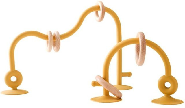 Binchi Outdoor Product Beißring für Babys aus Holz und Silikon, BPA-frei, Gelb/Natur - Bild 1