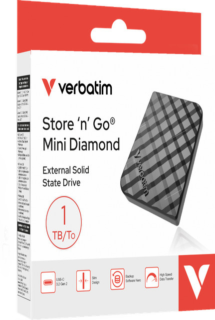 Verbatim Store n Go Mini Diamond externe SSD 1 TB Schwarz mit USB-C - Bild 1