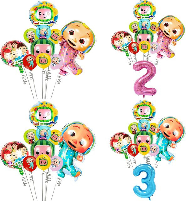 Cocomelon Luftballon Set für Geburtstagsparty und Baby Shower mit Zahlen-Folienballons in Mehrfarbig - Bild 1