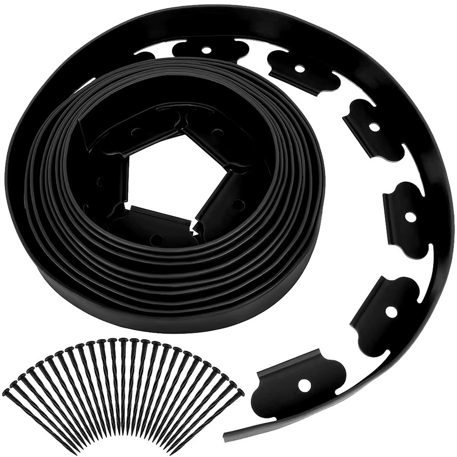 APWIKOGER Gartenrandbegrenzung Set in Schwarz, 10 m flexible Rasenkante mit 30 Pfählen für Blumenbeete und Rasenflächen - Bild 6