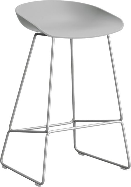 HAY About A Stool AAS 38 Hocker in Grau mit Stahlgestell und Polypropylen-Sitzfläche im industriellen Design - Bild 1