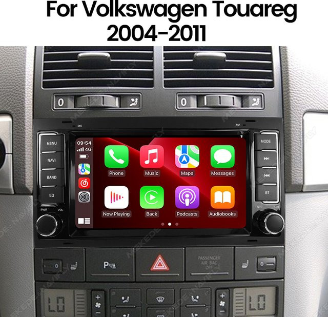 STRONGNAVI Android 2 DIN Autoradio mit CarPlay und GPS für Volkswagen VW Touareg Multivan Transporter T5 in Schwarz - Bild 1