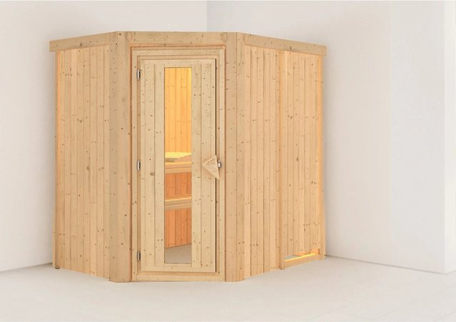 Karibu Sauna Cleo Natur in Braun aus Profilholz und Hartfaserplatte - Bild 1
