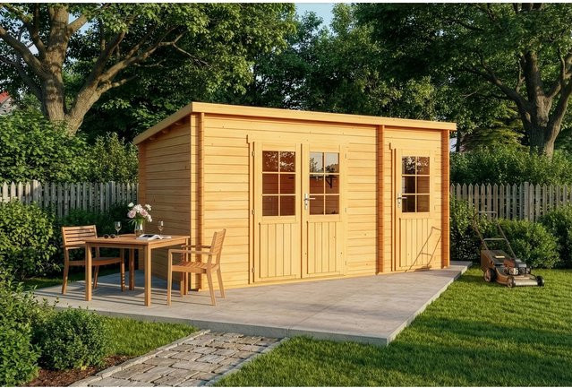 Alpholz Gartenhaus Maria-28 Blockhaus in Natur Braun, B/T: 450 x 250 cm, imprägniert - Bild 1