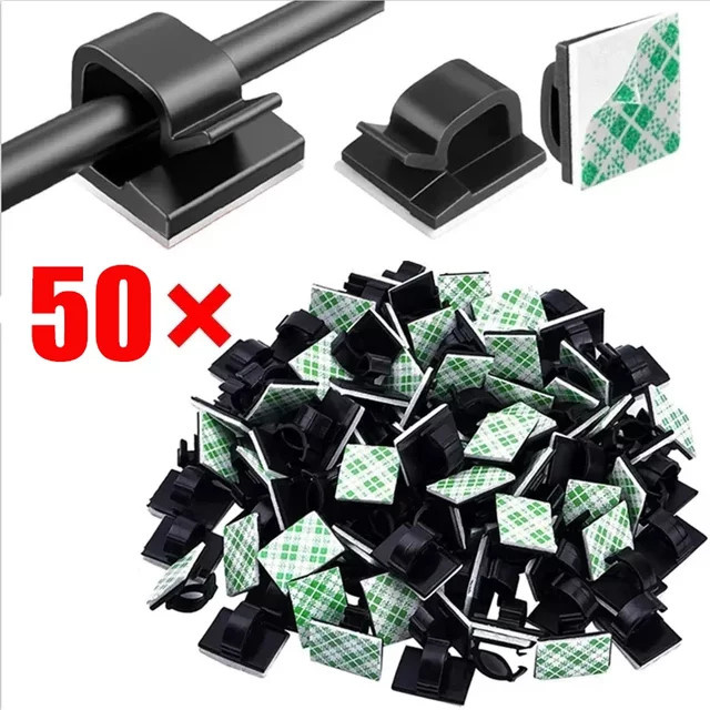 Selbstklebende Kabel-Organizer-Clips für USB-C Ladekabel und Datenleitungen, Wandmontage Draht- und Kabelhalter, in Schwarz oder Transparent - Bild 1
