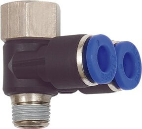 Riegler Y-Winkelsteckverschraubung Blaue Serie drehbar G/R 1/2 in/a blau vernickelt - Bild 1