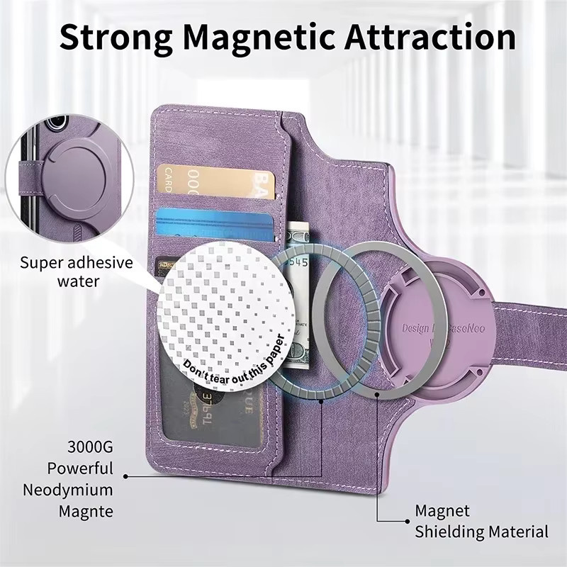 2-in-1 Magnetische Flip-Ledertasche für Samsung Galaxy Z Fold 7 6 5 4 3 mit MagSafe Kartenfach in Schwarz - Bild 3