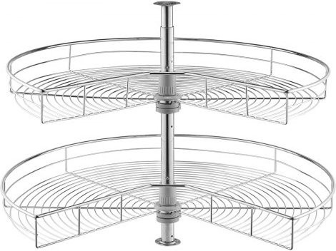 VEVOR Kidney Shaped Eckschrank-Organizer aus Kohlenstoffstahl, 360 Grad drehbarer Lazy Susan Ersatz für Blind Corner Küchenschränke, 2 Ebenen höhenverstellbar, Farbe: Chrom/Silber - Bild 1