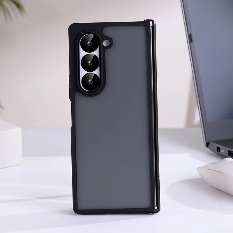 Stoßfeste Samsung Galaxy Z Fold 7 6 5 4 Schutzhülle mit transparentem Scharnier in Schwarz und Transparent, matt und hautfreundlich - Bild 2