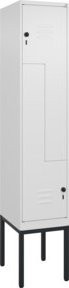 C+P Z-Spind Classic PLUS Garderobenschrank mit 2 Fächern, Farbe Weiß/Grau, H x B x T: 212 x 40 x 50 cm - Bild 1