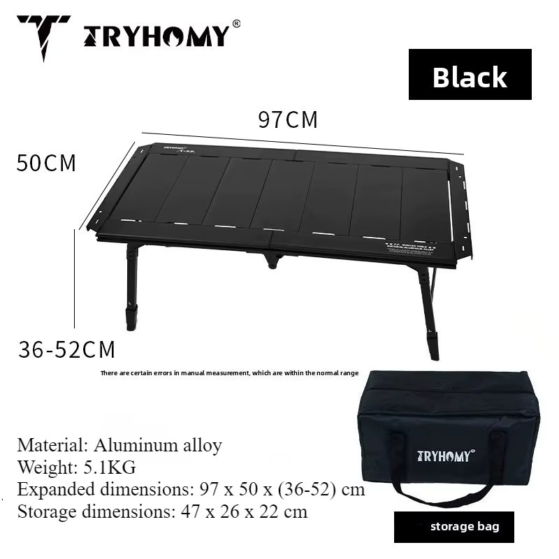 Tryhomy Camping IGT Tisch aus Aluminiumlegierung, klappbarer taktischer Picknicktisch in Schwarz oder Grau - Bild 2