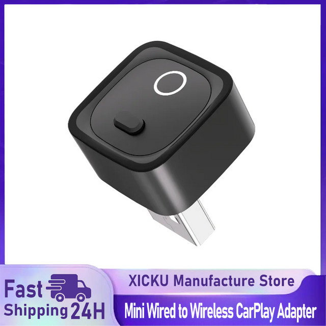XIKCU CA525-M Mini CarPlay Adapter Schwarz – Kabelloser Konverter mit Wi-Fi 6 und Bluetooth 5.4 für Plug-and-Play Auto-Systeme - Bild 1