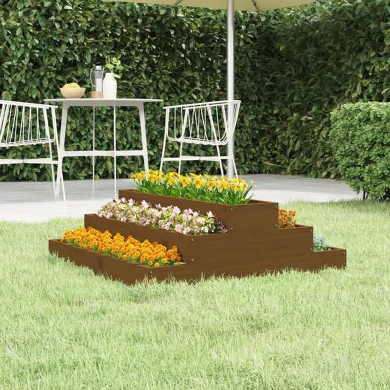 Vidaxl Pflanzkübel aus Massivholz in Braun, quadratisch und rustikal, B/T/H: 80 x 80 x 27 cm - Bild 1