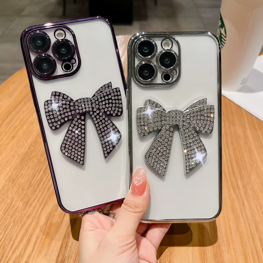 Caynes Stoßfeste Acryl Handyhülle mit Schleifen-Design für iPhone Modelle in Transparent oder Schwarz - Bild 2