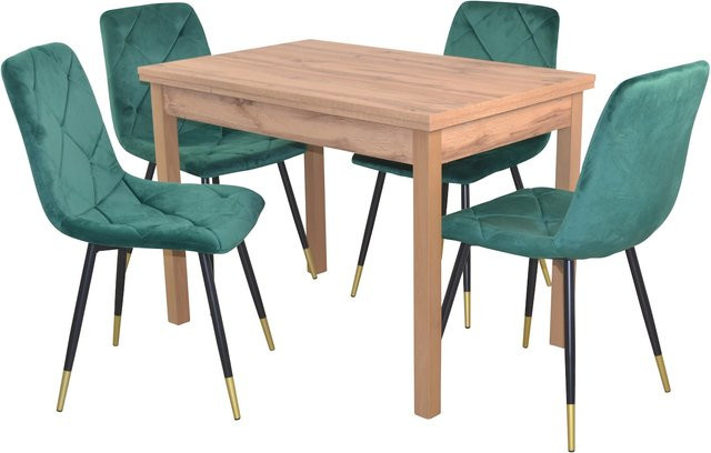 Möbel direkt online 5-teilige moderne Tischgruppe in Schwarz und Gold mit Auszugsfunktion und Esstisch sowie 4 Stühlen - Bild 1