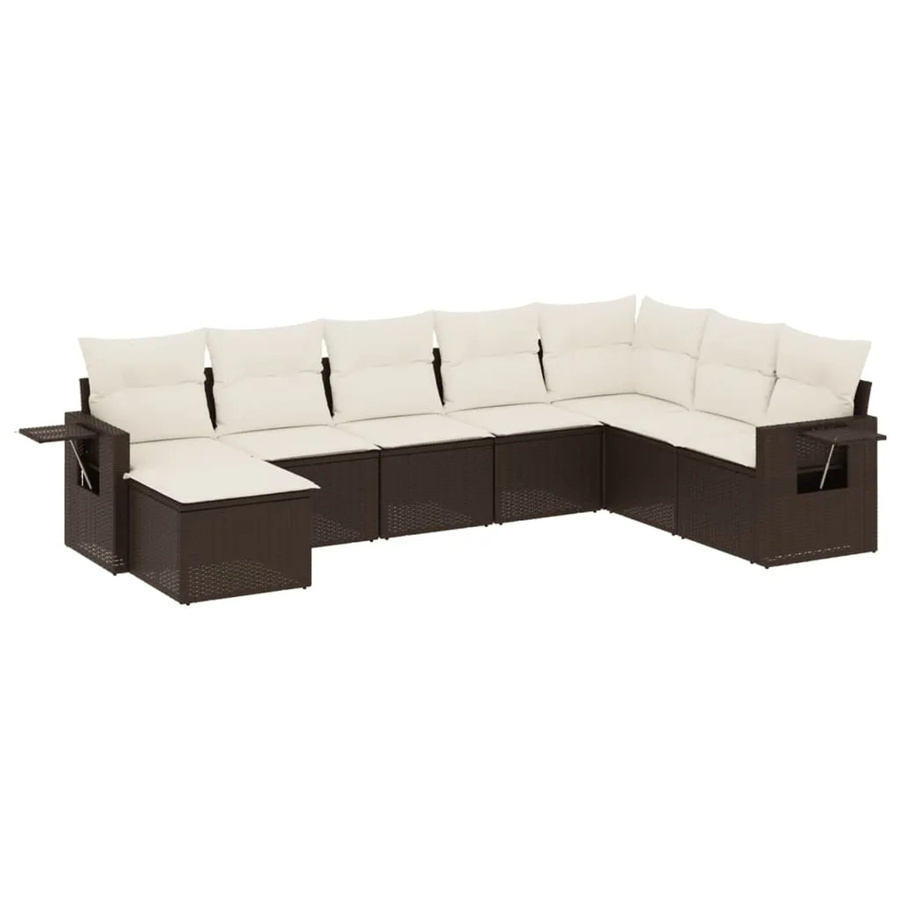 vidaXL 9-tlg Garten-Sofagarnitur in L-Form aus braunem Poly-Rattan mit Kissen und pulverbeschichtetem Stahlgestell - Bild 2