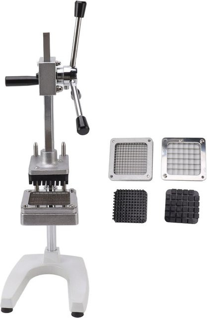 Aimo Pommes Frites Schneider aus Edelstahl und Aluminiumlegierung, manueller Kartoffelschneider in Silber mit 3 verschiedenen Schnittgrößen - Bild 1
