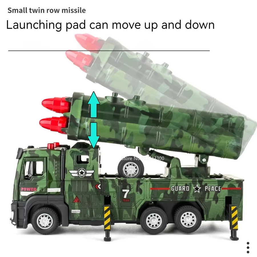 DUFFDUN Missile Rocket Launcher Truck Drone Launch Car Model Toy, 1:32, mit Licht und Sound - Bild 6