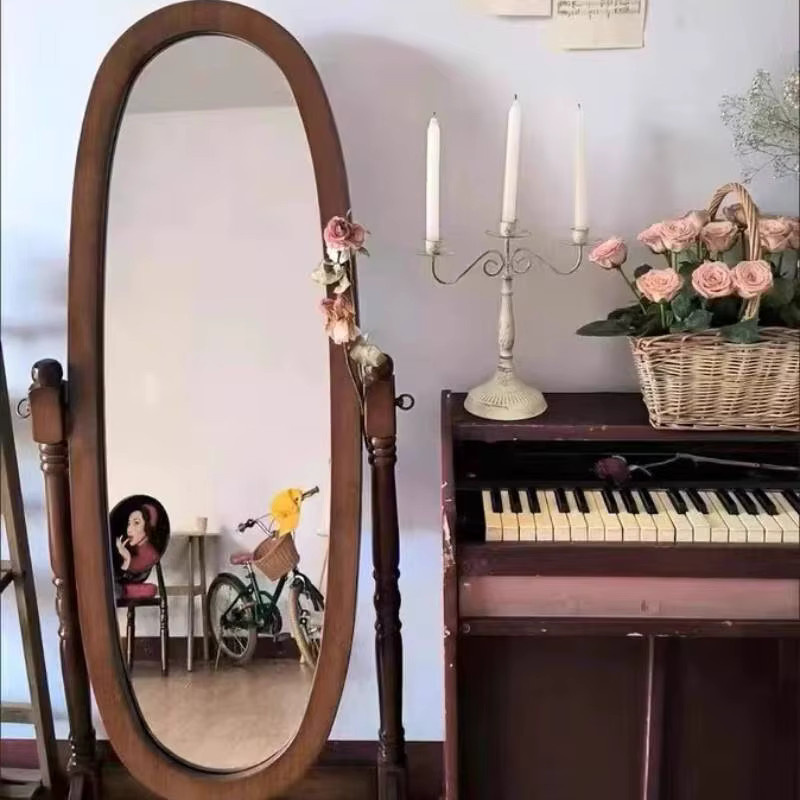 Moderner Ganzkörper-Holzspiegel von DUTRIEUX in Braun, ovaler Standspiegel für dein Zuhause - Bild 3
