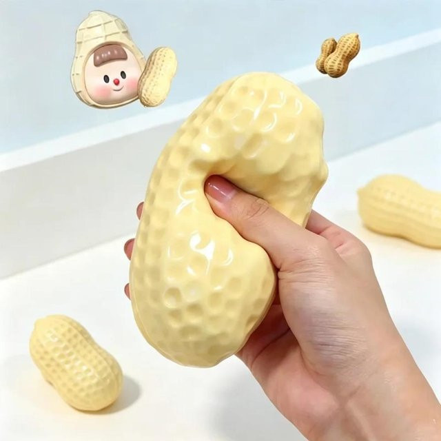 Erdnuss Stressball, Knusprig Kneten, beige - Bild 1