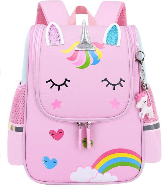 Wasserdichter Einhorn Rucksack für Kinder von YUBAOBEI in Rosa aus Nylon, H x B x T: 32 x 24 x 13 cm - Bild 1
