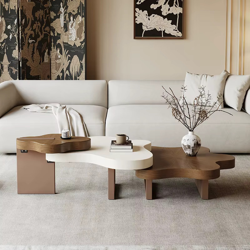 ZUIYU Couchtisch im Nordic-Vintage-Stil aus Holz mit ovaler Form und mattem Finish - Bild 5