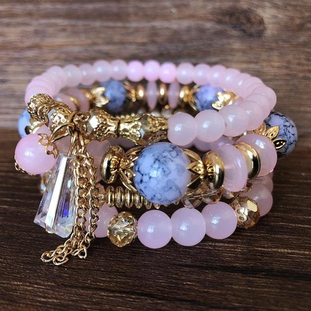 Wucifang Jewelry Armband-Set, Perle, Kristall, Gold, Messing, Damen - Bild 1