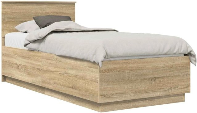 vidaXL Bettrahmen mit Kopfteil und USB-Ladeanschluss in Sonoma-Eiche, B/T/H: 90 x 190 cm - Bild 1