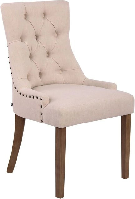 DELUKE Esszimmerstuhl HILON aus Stoff in Creme und Hellbraun, B/T/H: 55 x 58 x 92 cm - Bild 1