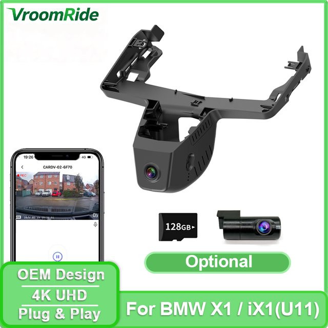 HESHECAM 4K Dashcam für BMW X1 und iX1 (U11) 2023-2026, OEM DVR mit WLAN, App-Steuerung, Front- und Rückkamera, 2160P UHD Nachtsicht, Schwarz - Bild 1