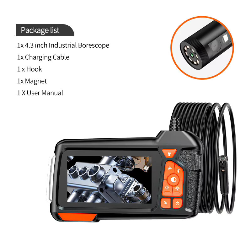 AOERWEI Industrie-Endoskop mit 4,3 Zoll Display und 1080P HD Kamera, flexibles Schlangen-Boreskop mit Licht für Sanitär- und Automobilanwendungen, Schwarz - Bild 4