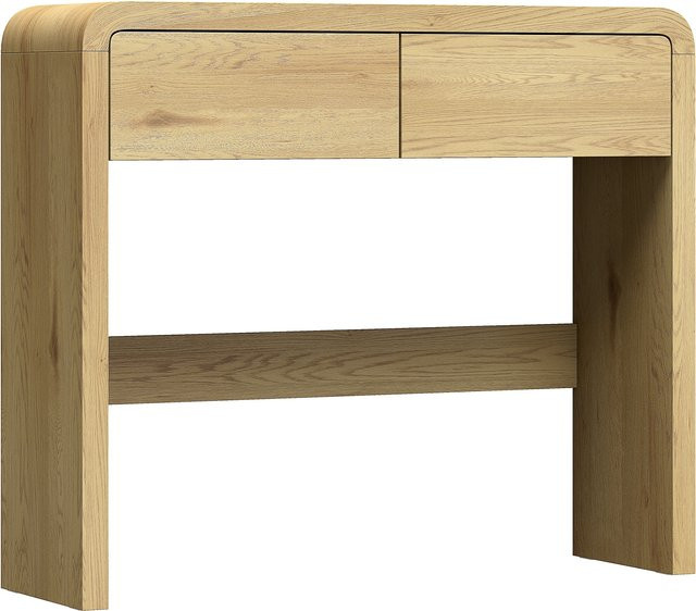 HOMCOM Konsole mit 2 Schubladen in Naturholz Optik, rustikaler Konsolentisch mit abgerundeten Ecken für Flur und Wohnzimmer, B/T/H: 100 x 30 x 85 cm - Bild 1