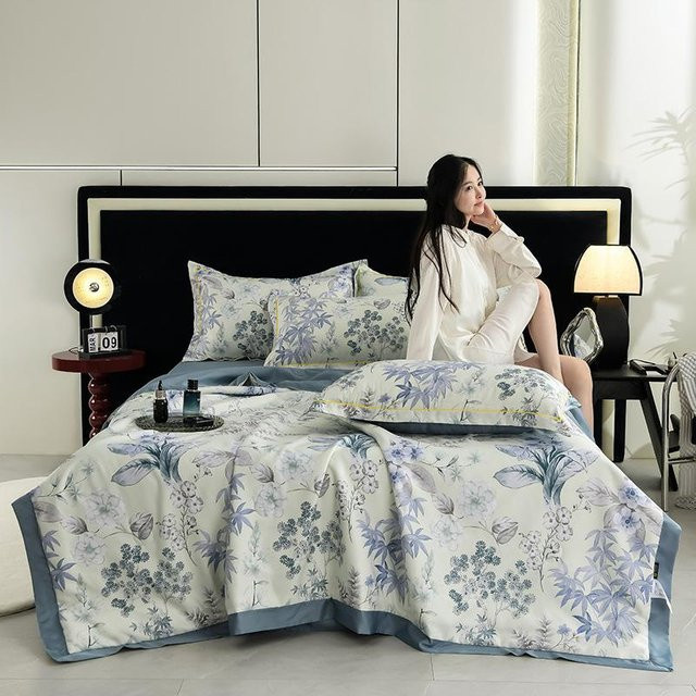 Super Six Sommer-Bettwäsche-Set aus gewaschenem Polyester mit floralem Design in Weiß, 4-teilig, B/H: 150 x 200 cm - Bild 1