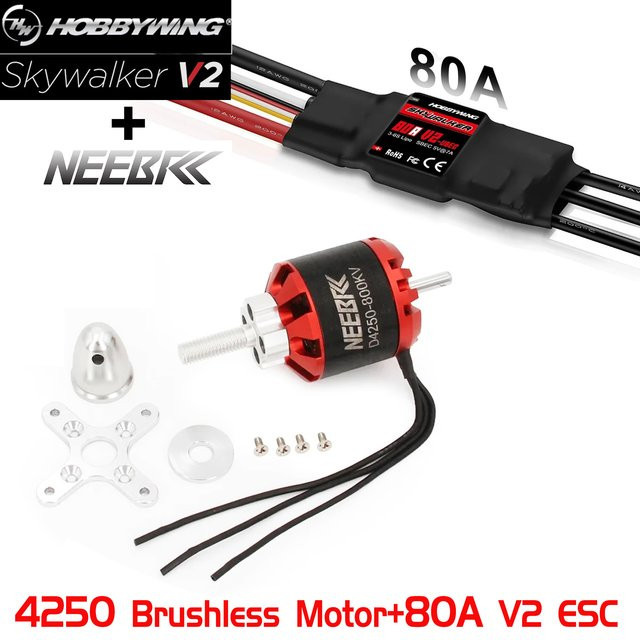 Hobbywing Brushless Motor mit Skywalker V2 80A ESC, für RC FPV Flugzeug, Drohne, Quadcopter - Bild 1