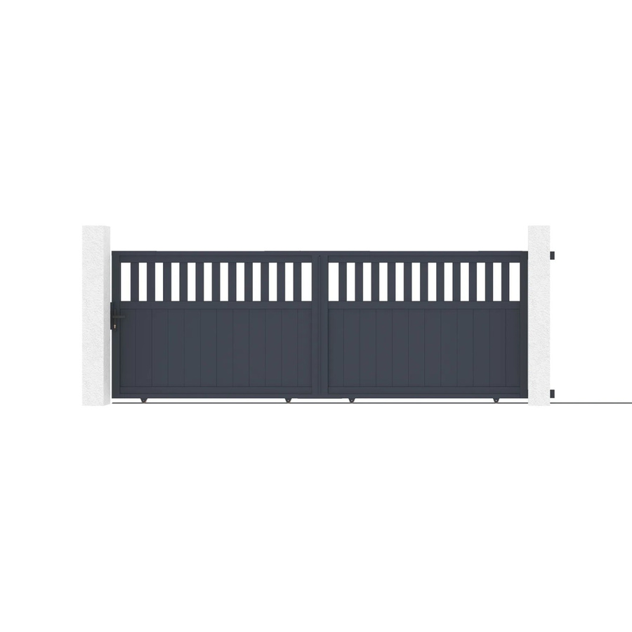 Casanoov Schiebetor Santis aus Aluminium mit 2 Eifel Pfosten, Farbe Grau, B: 390 cm, H: 145 cm - Bild 2