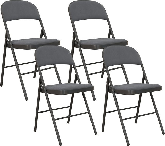 HOMCOM 4er-Set Klappstühle aus Velours mit Stahlrahmen in Dunkelgrau - Bild 1