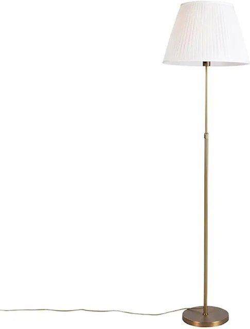 QAZQA Stehleuchte in Bronze mit Creme Plisse-Schirm, dimmbar und höhenverstellbar - Bild 1