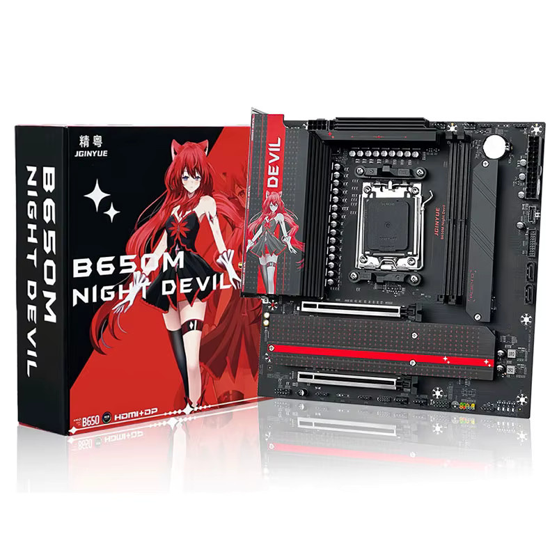 JGINYUE B650M NIGHT DEVIL Desktop-Gaming-Motherboard AM5 DDR5 M-ATX in Schwarz für AMD Ryzen 7 9700X mit NVMe/M.2 und USB 3.2 - Bild 7